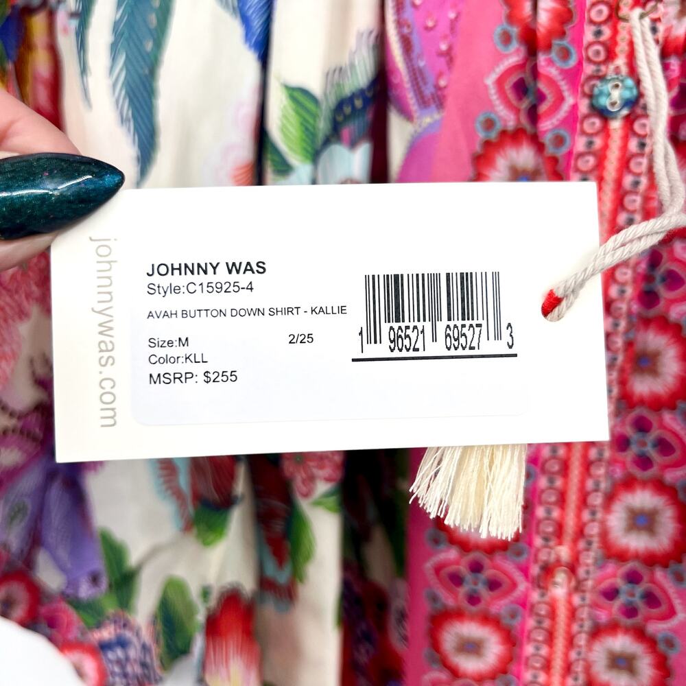 JOHNNY WAS Women's Avah Silk Blouse Medium Kallie Floral Button Down NWT - Picture 9 of 11